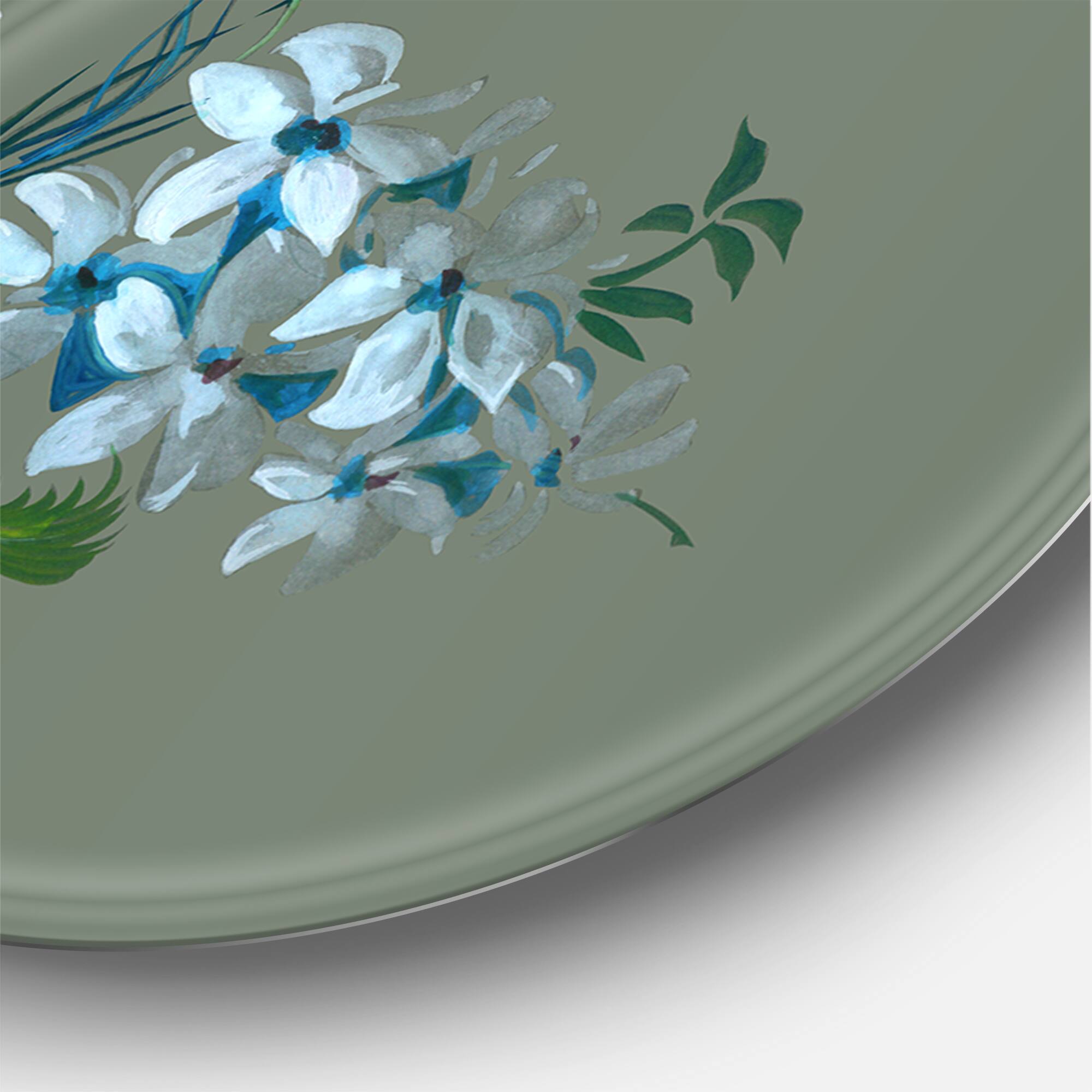 Designart - Purple and Turquoise Spring Flowers - Traditional Metal Circle Wall Art